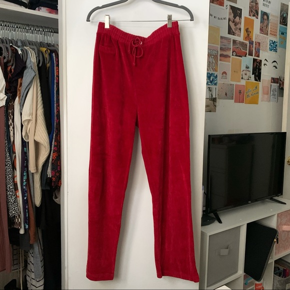 SOLD 💥 Jason Maxwell Velvet Red Tracksuit Pants - Picture 4 of 4